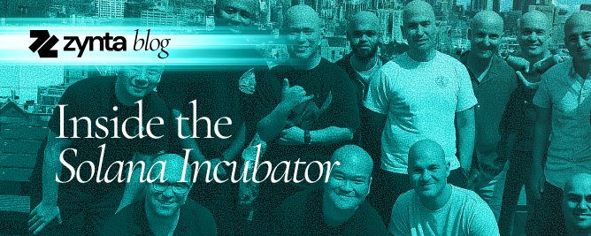 Zynta blog header — Inside the Solana Incubator — group photo of Solana Incubator cohort members
