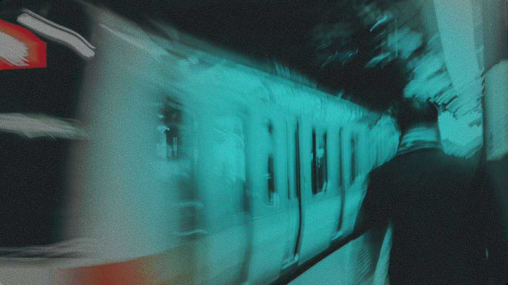 A high-speed train in motion at night, symbolizing the speed and velocity of stablecoin-powered B2B cross-border payments with Zynta