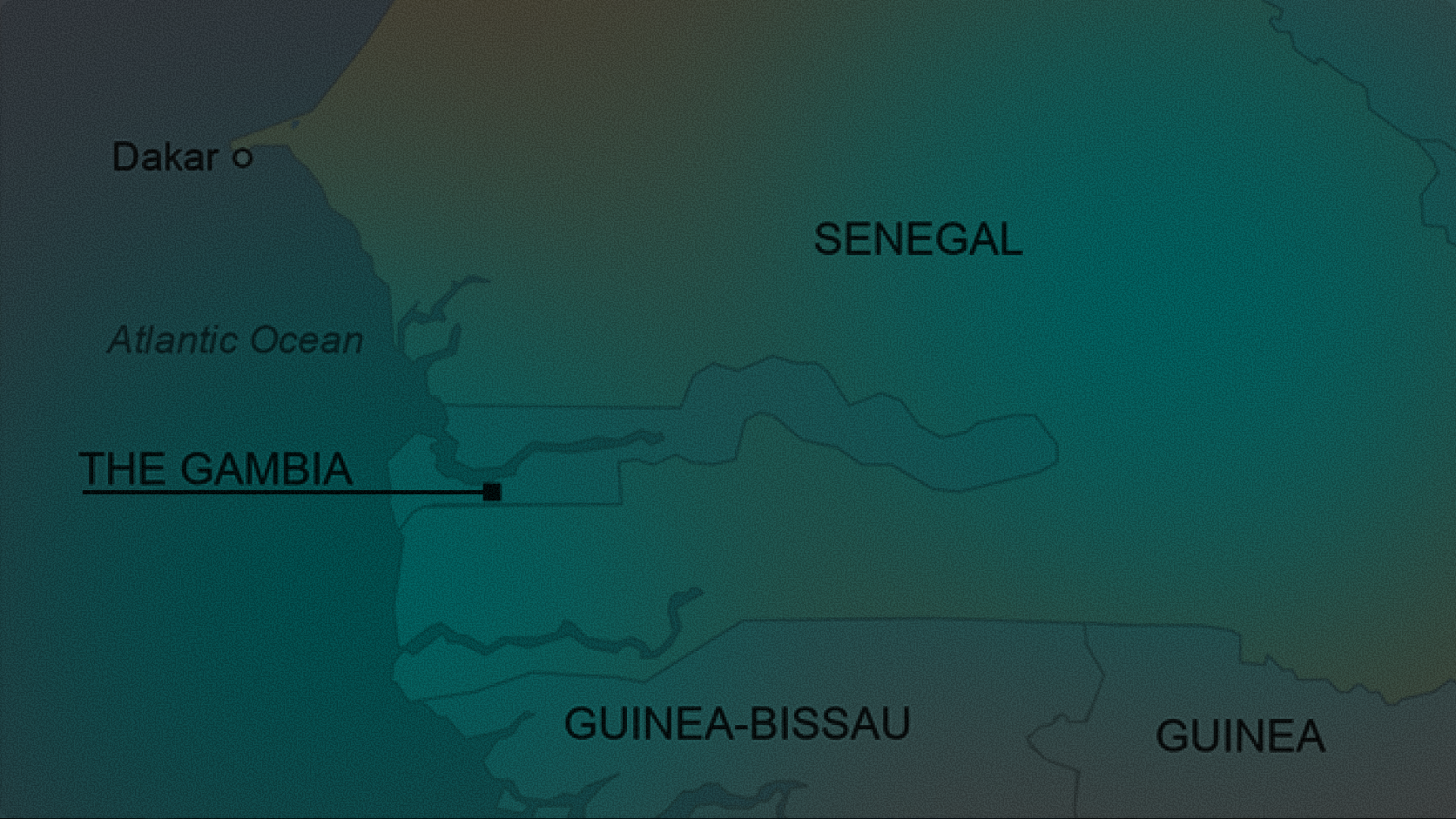 Map vector graphic of West Africa highlighting Senegal, Dakar, and surrounding regional borders for cross-border payment routing.